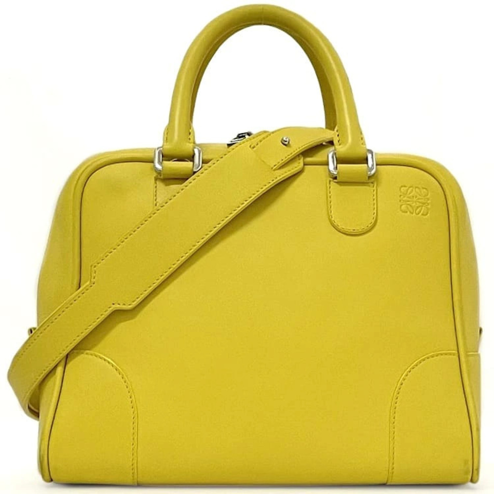 Loewe bag Amazona Yellow Anagram Leather Shoulder Handbag Zip Crossbody Boston